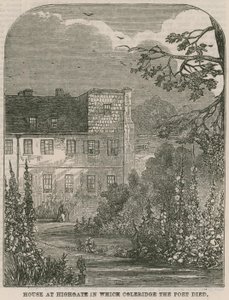 Maison à Highgate, Londres, où est mort le poète Samuel Coleridge - English School