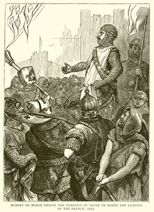 Hubert de Burgh exhortant la garnison de Douvres à résister au débarquement des Français, 1217 - English School
