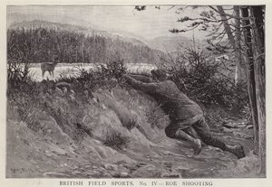 Chasseur tirant sur un chevreuil (lithographie) - English School