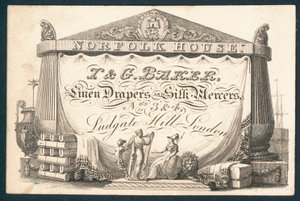 Carte de visite de I & G Baker, drapiers en lin et marchands de soie - English School