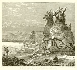 Idoles sur les rives de la rivière Irrawaddy, Birmanie