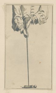 Illustration représentant une personne jouant au croquet - English School