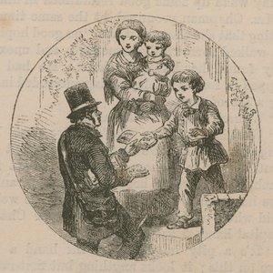 Illustration représentant un facteur livrant du courrier - English School