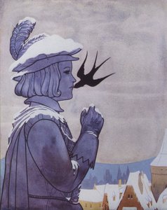 Illustration pour Le Prince Heureux par Oscar Wilde (lithographie en couleur)
