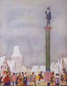 Illustration pour Le Prince Heureux par Oscar Wilde (lithographie en couleur)