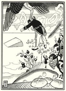 Illustration pour les aventures du Baron de Münchhausen (gravure)