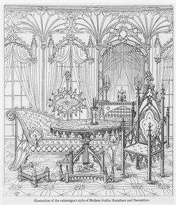 Illustration du style extravagant du mobilier et de la décoration gothiques modernes, de Principes véritables de l