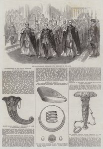 Illustrations du mariage royal, la salle de réception (gravure) - English School