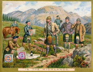 Dans les Highlands, carte promotionnelle pour les biscuits Huntley & Palmers, vers 1890 - English School