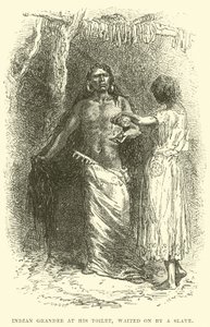 Grand Indien à sa toilette, servi par un esclave (gravure) - English School
