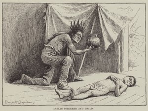 Sorcier indien et enfant (gravure) - English School