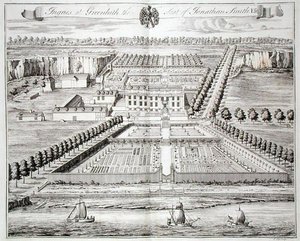 Ingries à Greenhith, le siège de Jonathan Smith, gravée par I. Kip - English School