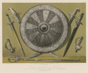 Bouclier incrusté et épées