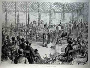 Installation du Maharajah de Burdwan, Bengale, de The Illustrated London News, 21 janvier 1882