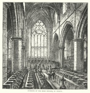 Intérieur de la Haute Église, St Giles (gravure)
