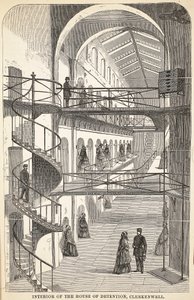 Intérieur de la maison de détention, Clerkenwell, illustration de The Criminal Prisons of London and Scenes from Prison Life par Henry Mayhew et John Binny, pub. 1862 - English School