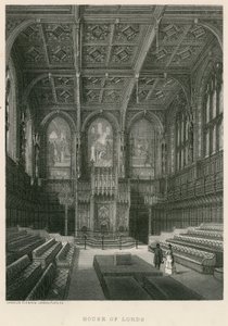 Intérieur de la Chambre des Lords, Westminster, Londres - English School