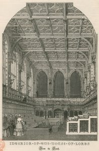 Intérieur de la Chambre des Lords, Westminster, Londres, depuis le sud - English School