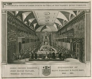 Intérieur de la Chambre des Lords pendant le procès de Sa Majesté la reine Caroline - English School