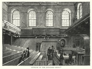 Intérieur de la Cour de justice (gravure) - English School