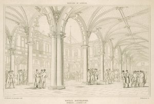 Intérieur du Royal Exchange, Londres, vue sud-ouest - English School