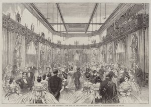 Divertissement International à Guildhall, le Bal dans le Salon Temporaire érigé dans Guildhall-Yard (gravure) - English School