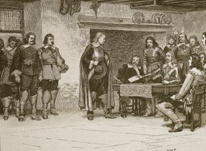 Entrevue entre Charles et le comte de Denbigh, illustration de Cassells Illustrated History of England - English School