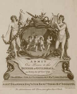 Invitation à un banquet au Guildhall, Londres, le 9 novembre 1792