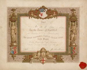 Invitation à un banquet au Guildhall, Londres, le 9 novembre 1854 - English School