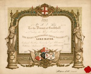 Invitation à un banquet au Guildhall, Londres, le 9 novembre 1855 - English School