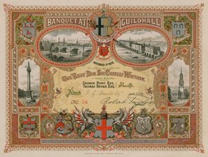 Invitation à un banquet au Guildhall, Londres, le 9 novembre 1878 - English School
