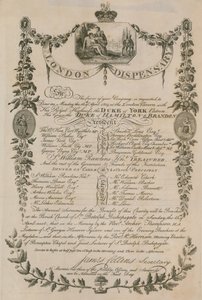 Invitation à un dîner organisé par le London Dispensary au London Tavern, le 16 avril 1804 - English School