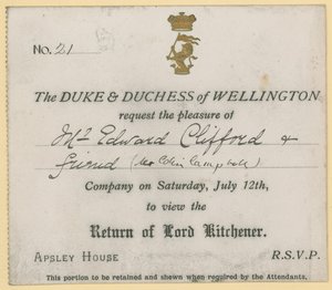 Invitation à voir le retour de Lord Kitchener - English School