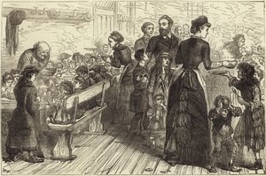 Dîner de ragoût irlandais pour les pauvres au Conder Street Mission Hall - English School