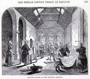 Salle de repassage à la prison de Brixton, de 