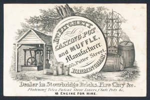 J N Fitchett, fabricant de pots et de moufles, carte de visite - English School