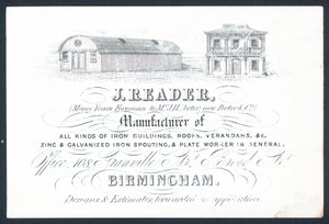J Reader, contremaître chez Porter & Co, carte de visite - English School