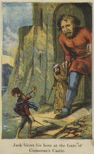 Jack souffle dans sa corne à la porte du château de Cormoran - English School