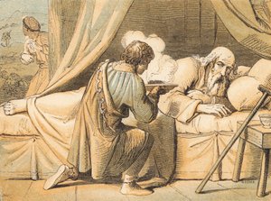 Jacob trompant son père Isaac (gravure en couleur) - English School
