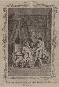Jacob pleurant sur le manteau de son fils Joseph (gravure) - English School