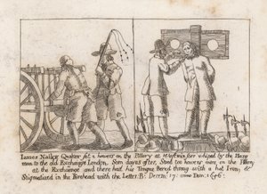 James Nailor, Quaker, assis deux heures sur le pilori à Westminster - English School