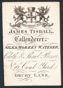 James Tisdall, calandreur, soie et moreen, carte de visite - English School