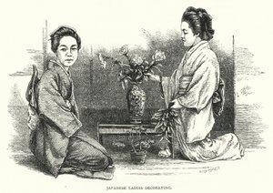Dames japonaises décorant (gravure)
