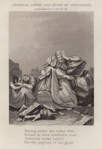 Jérémie parmi les ruines de Jérusalem, Lamentations I, verset 12 - English School
