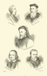 John Gower, John Wycliffe, Geoffrey Chaucer, Miles Coverdale, William Tyndale - English School
