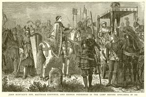 Le fils de Jean Hunyadi, Matthias Corvin, et Georges Podiebrad dans le camp devant Spielberg en 1468 - English School