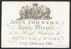 John Johnson, drapier, carte de visite - English School