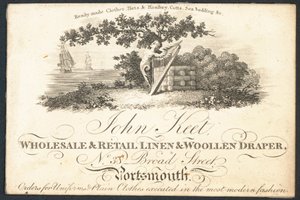 John Keet, drapier en gros et au détail en lin et laine, carte de visite - English School