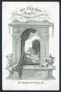 Carte de visite de John Tye, Junior, imprimeur sur plaque de cuivre - English School