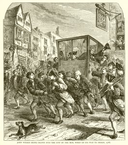 John Wilkes conduit en ville par la foule, en route pour la prison, 1768 - English School